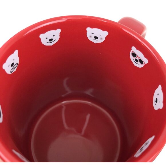 Coca Cola Polar Bear Red White Coffee Mug Cup with Emojis on inside rim 14 oz - Picture 13 of 13